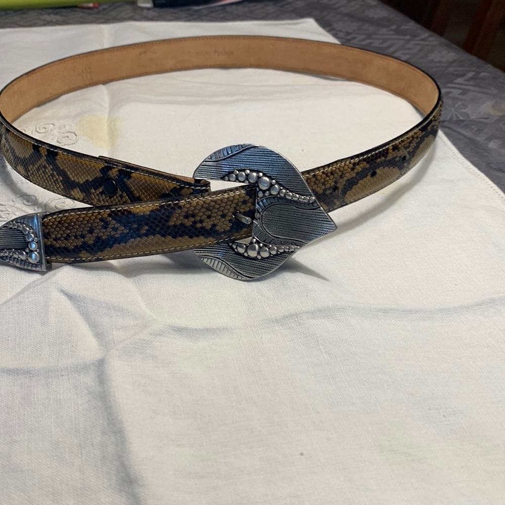 Via Condotti Brown and Black Snake Print Belt